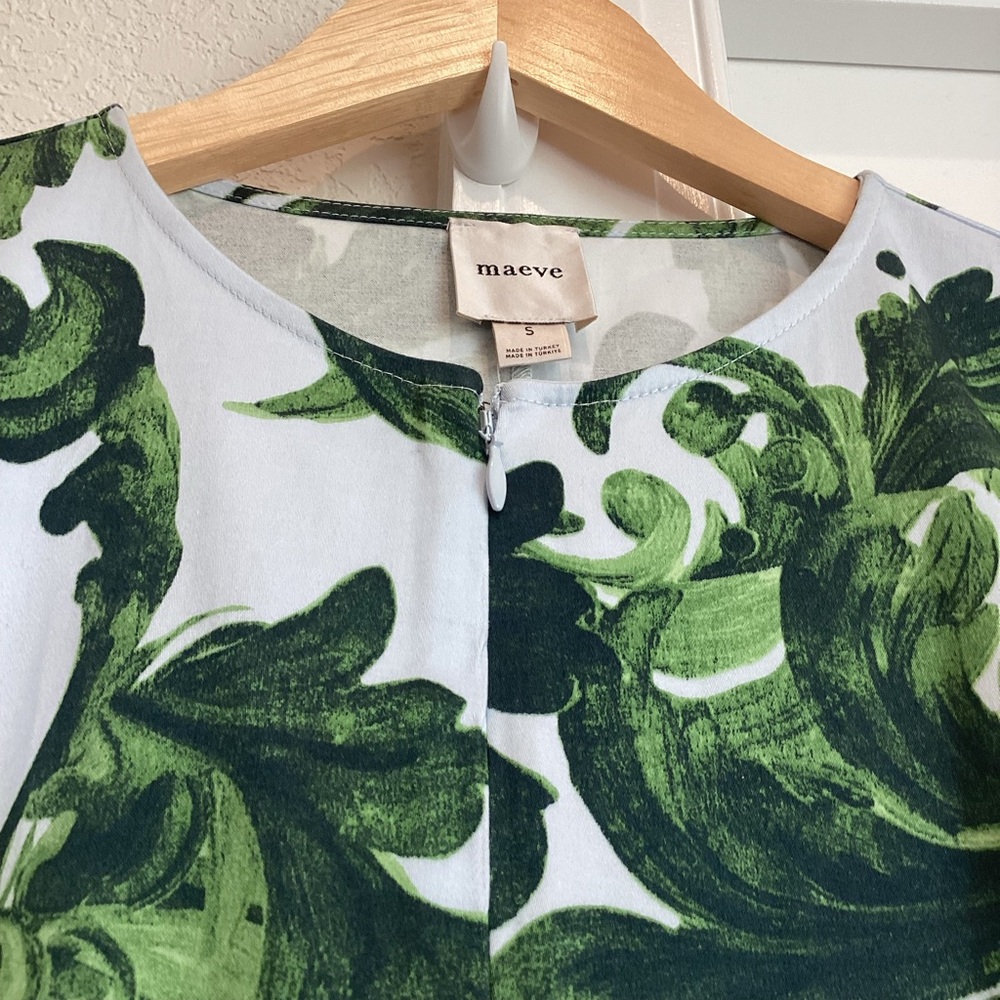 Anthropologie Drop Waist Midi Dress Maeve Cap Sleeve New Small Green - Picture 7 of 16